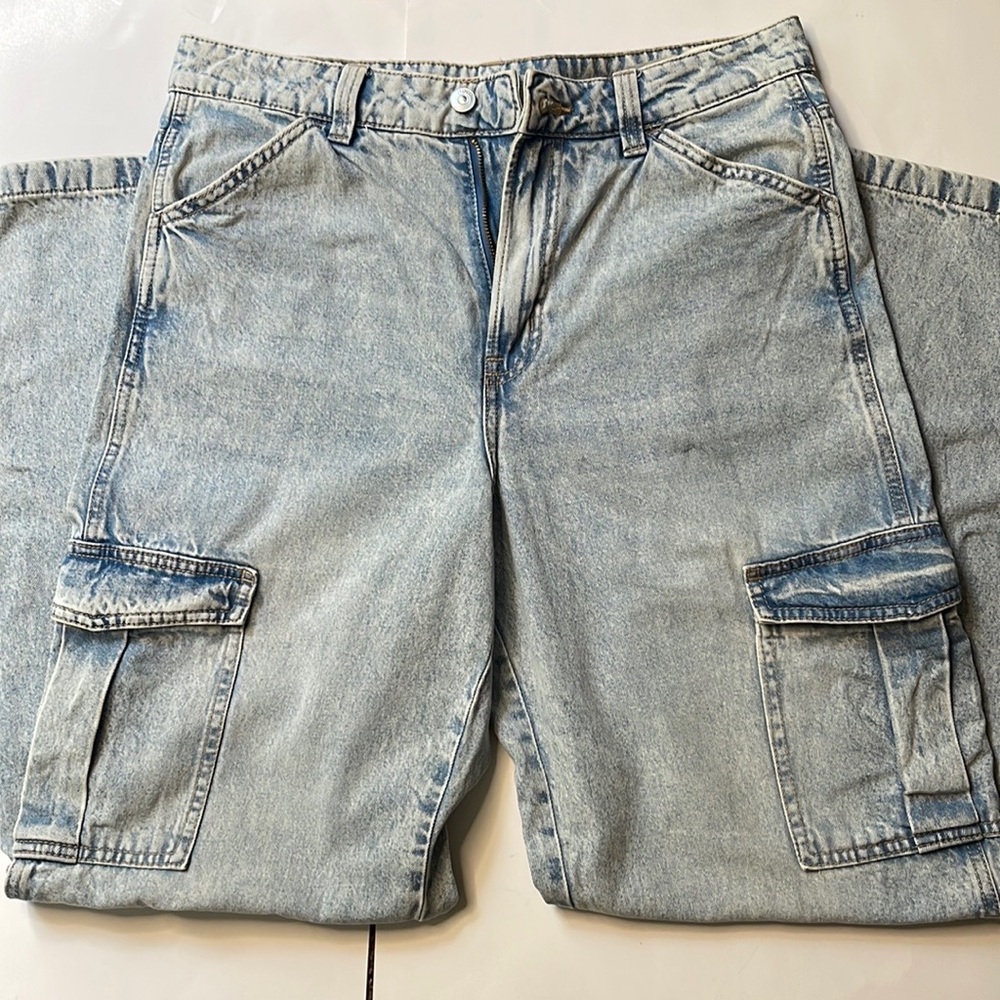 H&M 90s Baggy High Cargo Jeans Sz 10